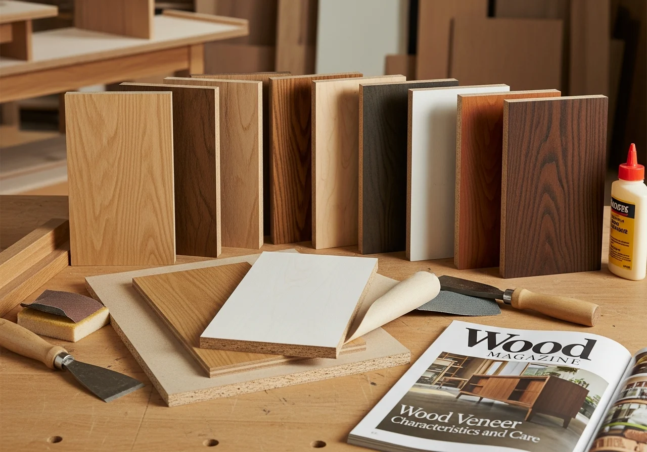 Thin wood veneer sheets with various textures and colors